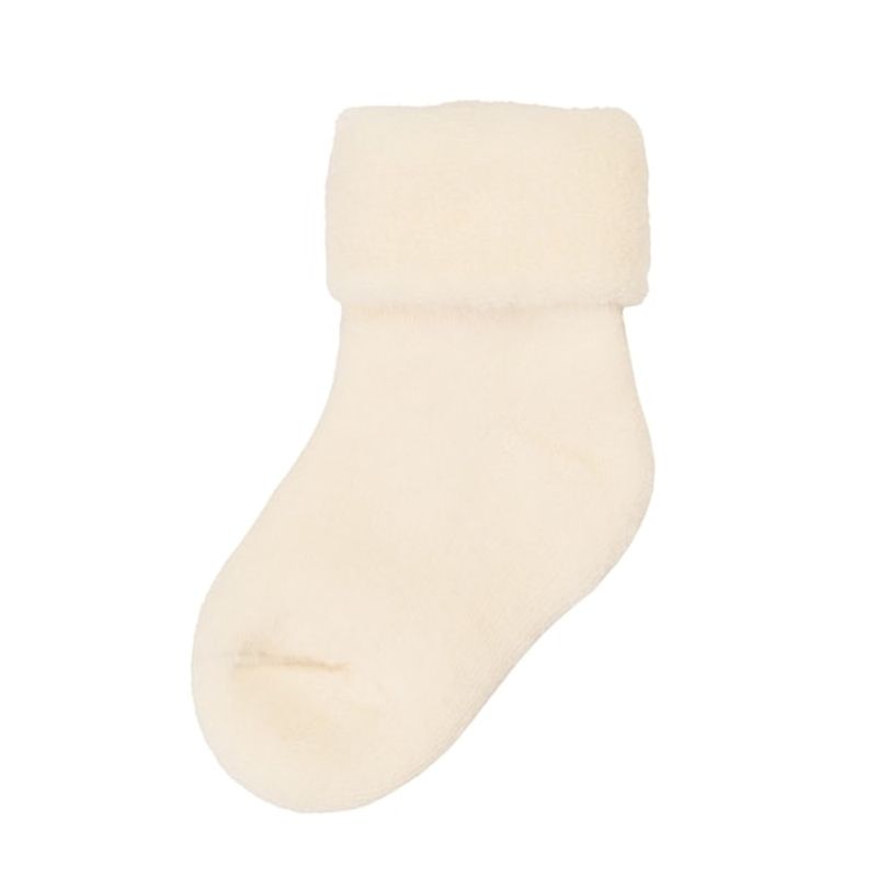 JOHA Wool Sock w/fold cuff Terry, Off White