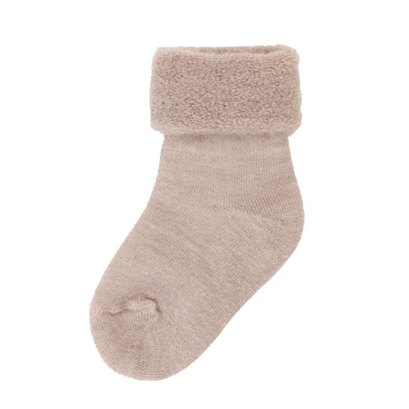 JOHA Wool Sock w/fold cuff Terry, Beige Melange