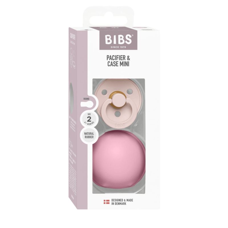 BIBS Colour Latex Smokk & Pacifier Case Mini, Petal/Baby Pink
